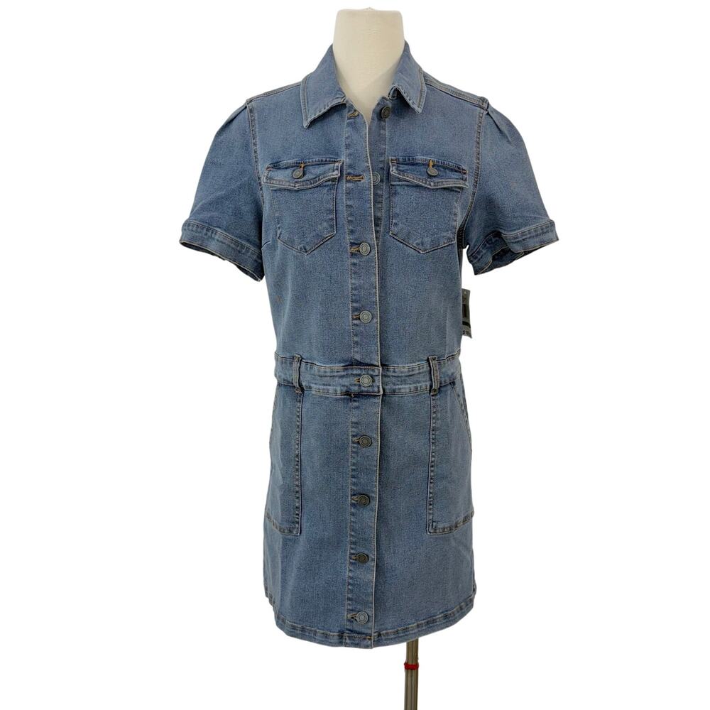 Habitual Denim Utility Shirt Mini Dress in Lagoon L NWT
